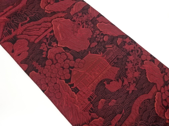 JAPANESE KIMONO / FUKURO OBI / MATELASSE / WOVEN PINE & FLOWER